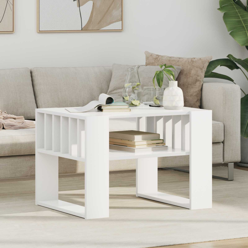 Stolik kawowy Biały 66 x 49,5 x 45 cm Materiał drewnopochodny