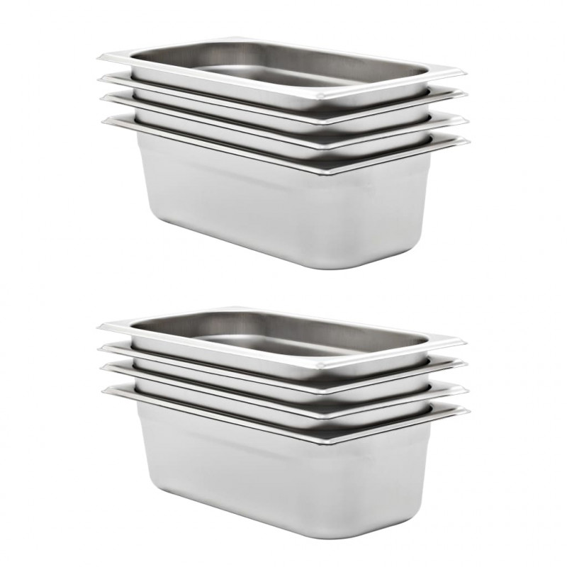 Pojemniki gastronomiczne 8 szt. GN 1/3, 100 mm, stal nierdzewna