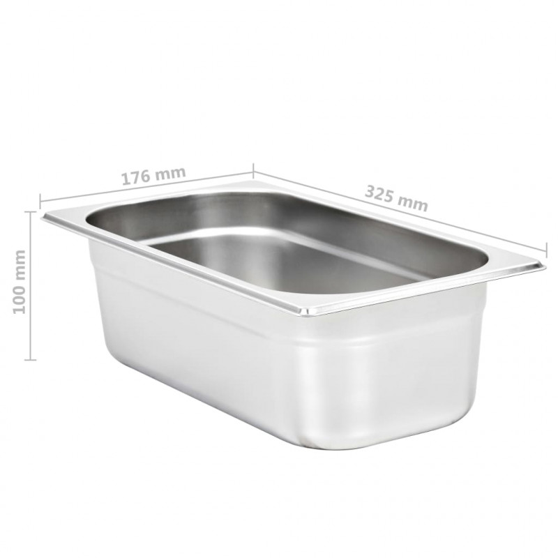 Pojemniki gastronomiczne 8 szt. GN 1/3, 100 mm, stal nierdzewna