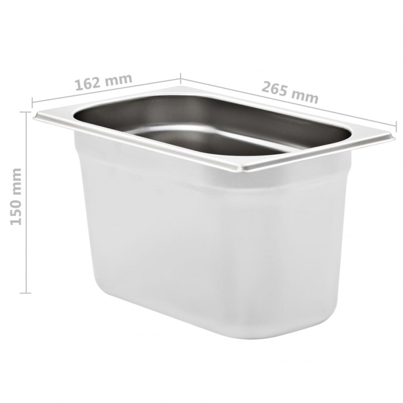 Pojemniki gastronomiczne 4 szt. GN 1/4, 150 mm, stal nierdzewna