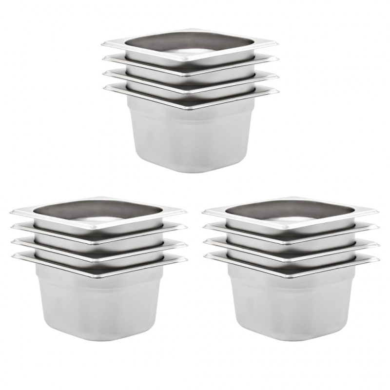 Pojemniki gastronomiczne 12 szt. GN 1/6, 100 mm stal nierdzewna