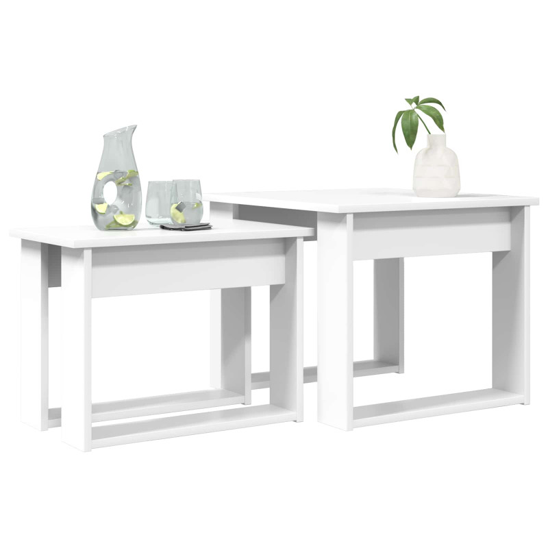 Zestaw stolików kawowych 2 pcs Biały Materiał drewnopochodny