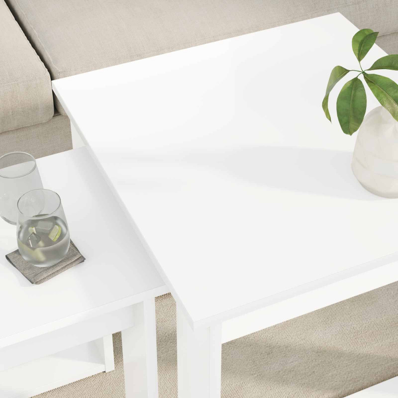 Zestaw stolików kawowych 2 pcs Biały Materiał drewnopochodny