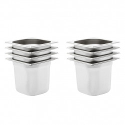 Pojemniki gastronomiczne 8 szt. GN 1/6, 150 mm, stal nierdzewna