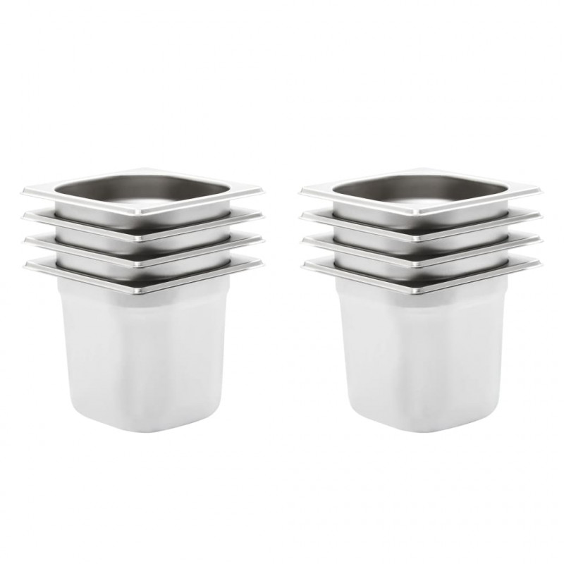 Pojemniki gastronomiczne 8 szt. GN 1/6, 150 mm, stal nierdzewna