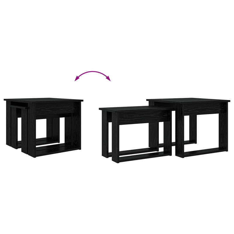 Zestaw stolików kawowych 2 pcs Czarny Dąb