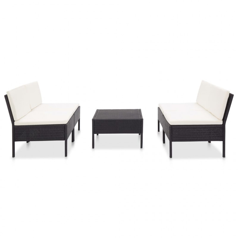 5-częściowa sofa ogrodowa z poduszkami, rattan PE, czarna