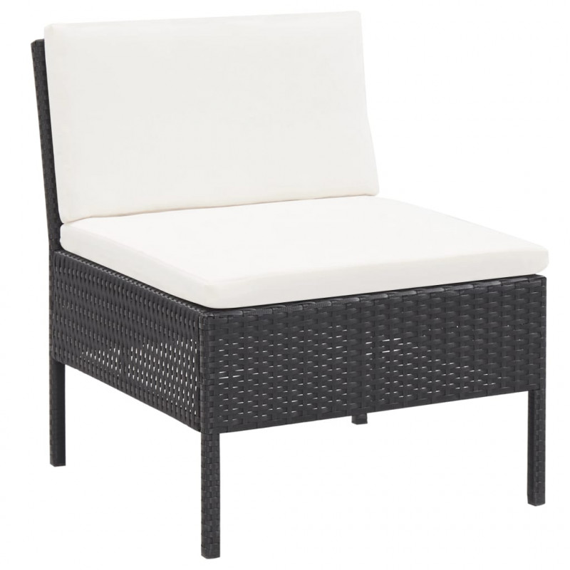 5-częściowa sofa ogrodowa z poduszkami, rattan PE, czarna
