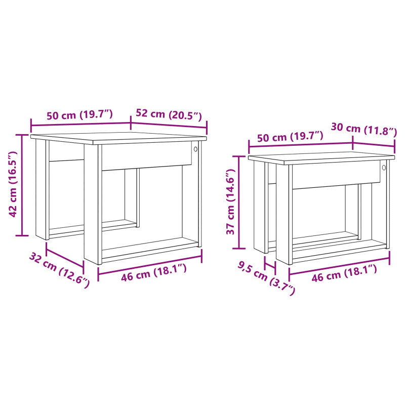 Zestaw stolików kawowych 2 pcs Czarny Dąb