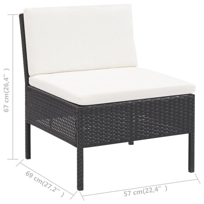5-częściowa sofa ogrodowa z poduszkami, rattan PE, czarna