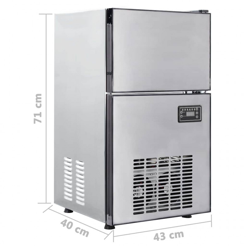 Producent kostek lodu Srebrny 43 x 40 x 71 cm Stal nierdzewna