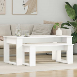 Zestaw stolików kawowych 2 pcs Biały Materiał drewnopochodny