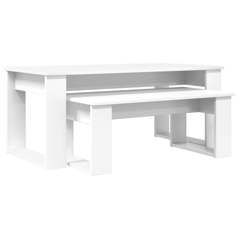 Zestaw stolików kawowych 2 pcs Biały Materiał drewnopochodny