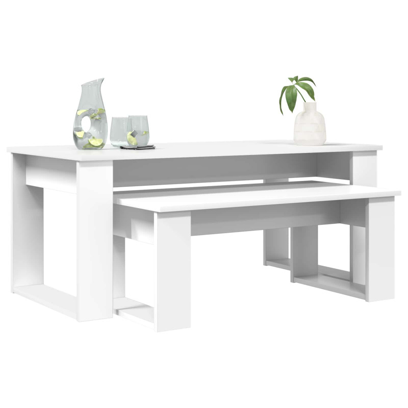 Zestaw stolików kawowych 2 pcs Biały Materiał drewnopochodny