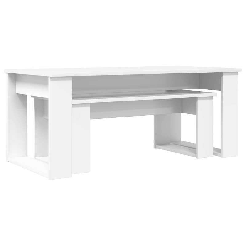 Zestaw stolików kawowych 2 pcs Biały Materiał drewnopochodny