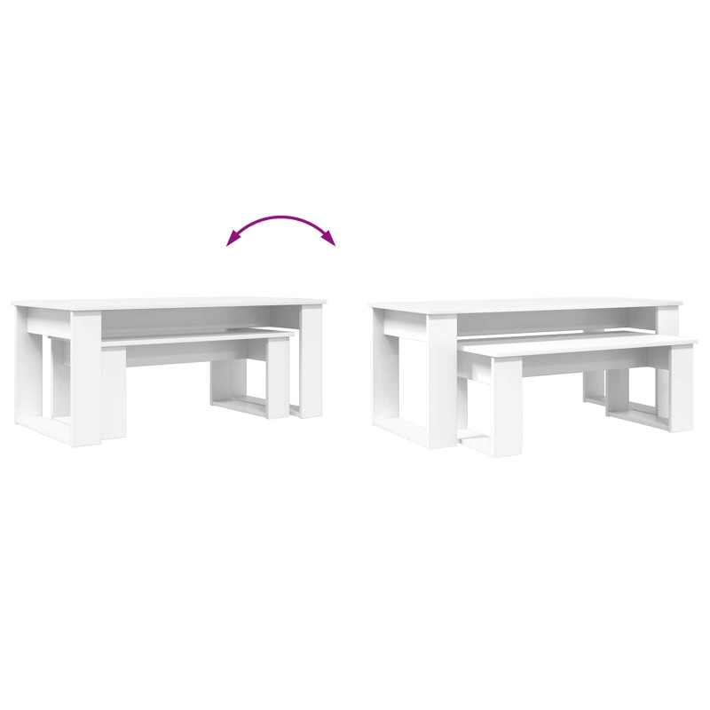Zestaw stolików kawowych 2 pcs Biały Materiał drewnopochodny