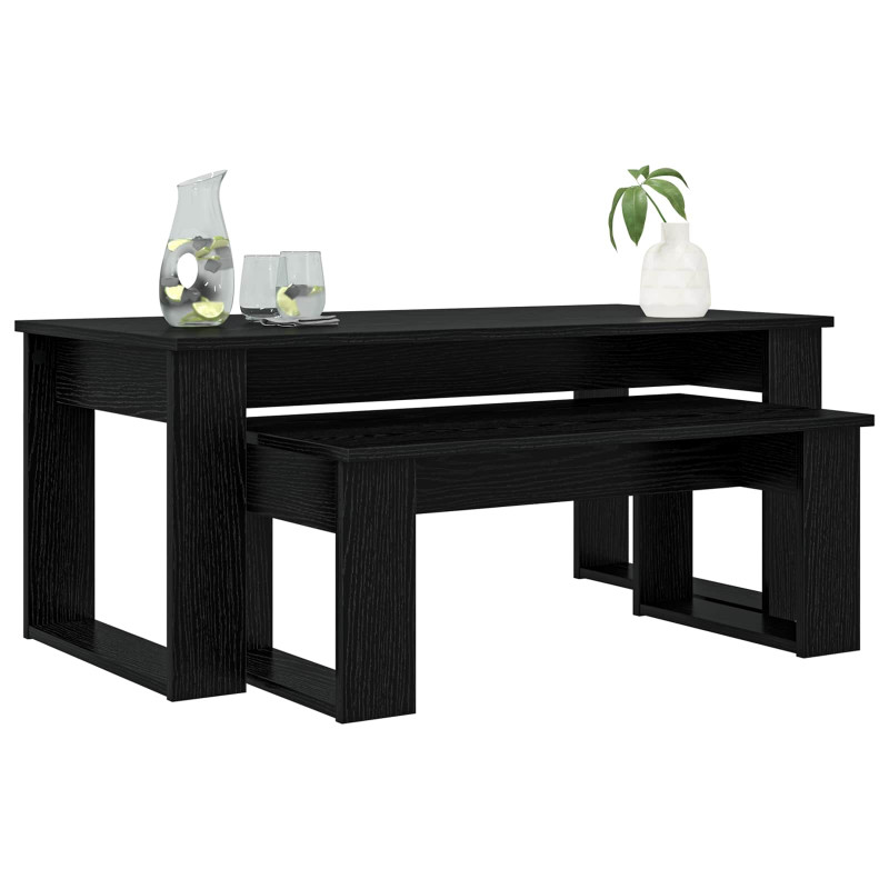Zestaw stolików kawowych 2 pcs Czarny Dąb
