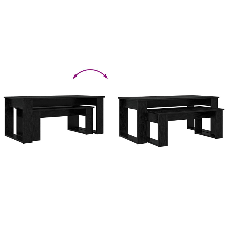 Zestaw stolików kawowych 2 pcs Czarny Dąb