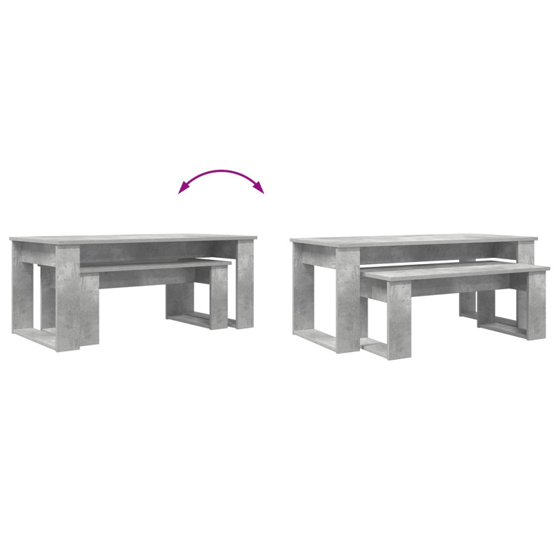 Zestaw stolików kawowych 2 pcs Betonowy szary