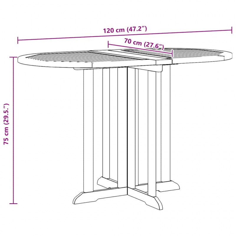 Składany stół ogrodowy, 120x70x75 cm, lite drewno tekowe