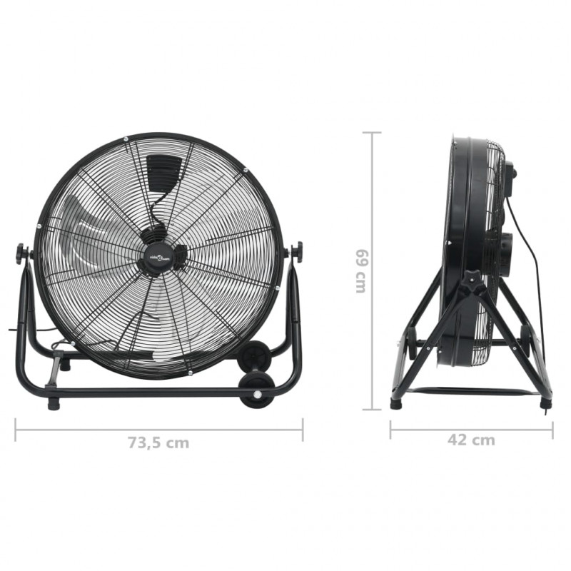 Przemysłowy wentylator bębnowy, 60 cm, 172,5 W, czarny