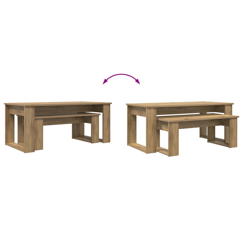 Zestaw stolików kawowych 2 pcs Dąb rzemieślniczy