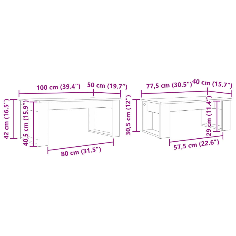 Zestaw stolików kawowych 2 pcs Dąb rzemieślniczy