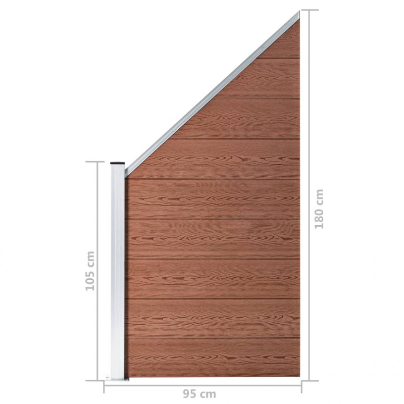 Panel ogrodzeniowy WPC 95 x (105-180) cm, brązowy