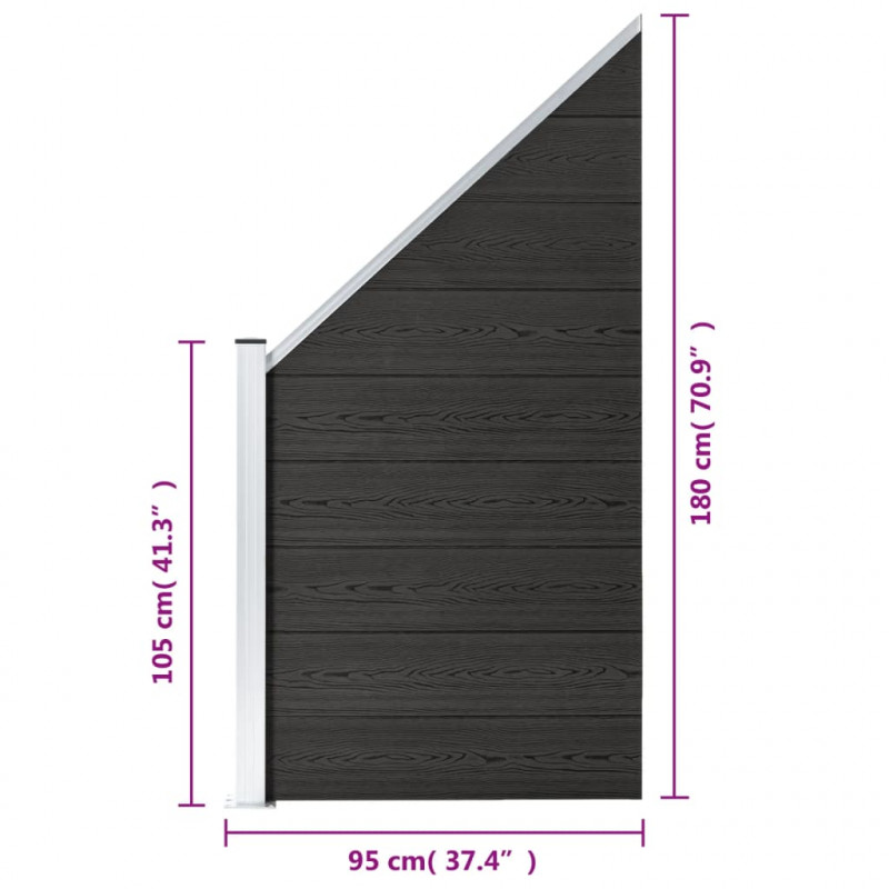 Panel ogrodzeniowy WPC 95 x (105-180) cm, szary