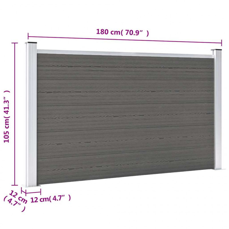 Ogrodzenie ogrodowe WPC, 180x105 cm, szare