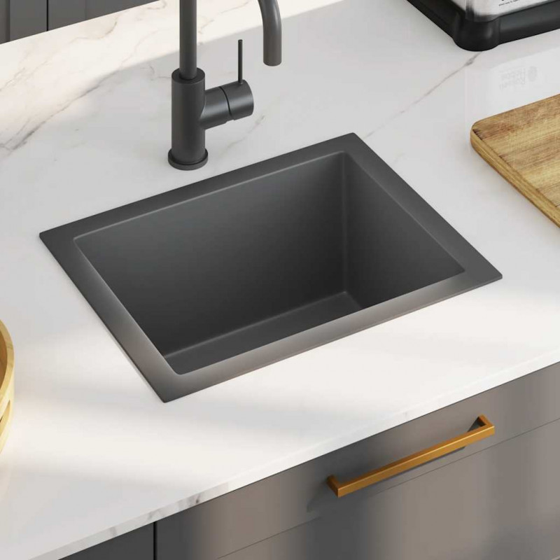 Ręcznie robiony zlew kuchenny, czarny, stal nierdzewna