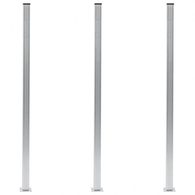 Słupki ogrodzeniowe, 3 szt., aluminium, 185 cm