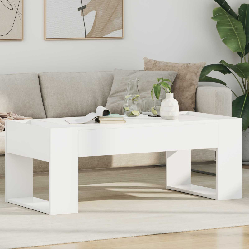 Stolik kawowy Biały 110 x 50 x 41 cm Materiał drewnopochodny
