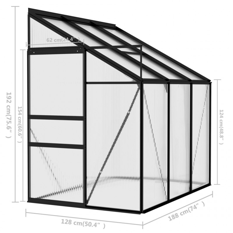 Szklarnia, antracytowa, aluminium, 3,8 m³