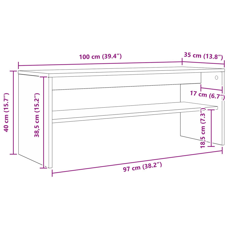 Szafka pod telewizor Dąb rzemieślniczy 100 x 35 x 40 cm