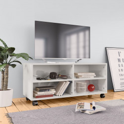 Szafka pod TV, wysoki połysk, biała, 90x35x35 cm