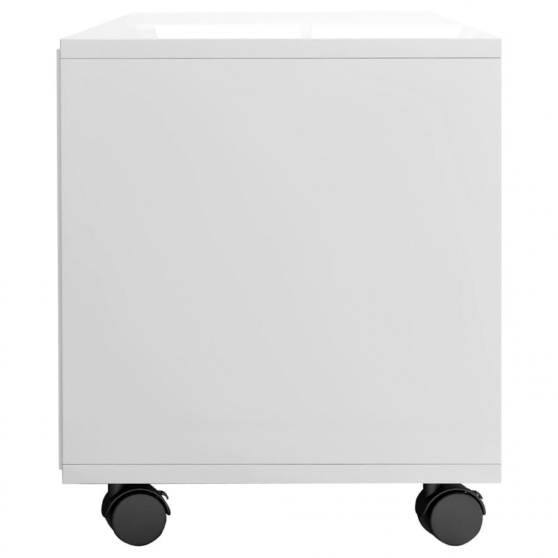 Szafka pod TV, wysoki połysk, biała, 90x35x35 cm