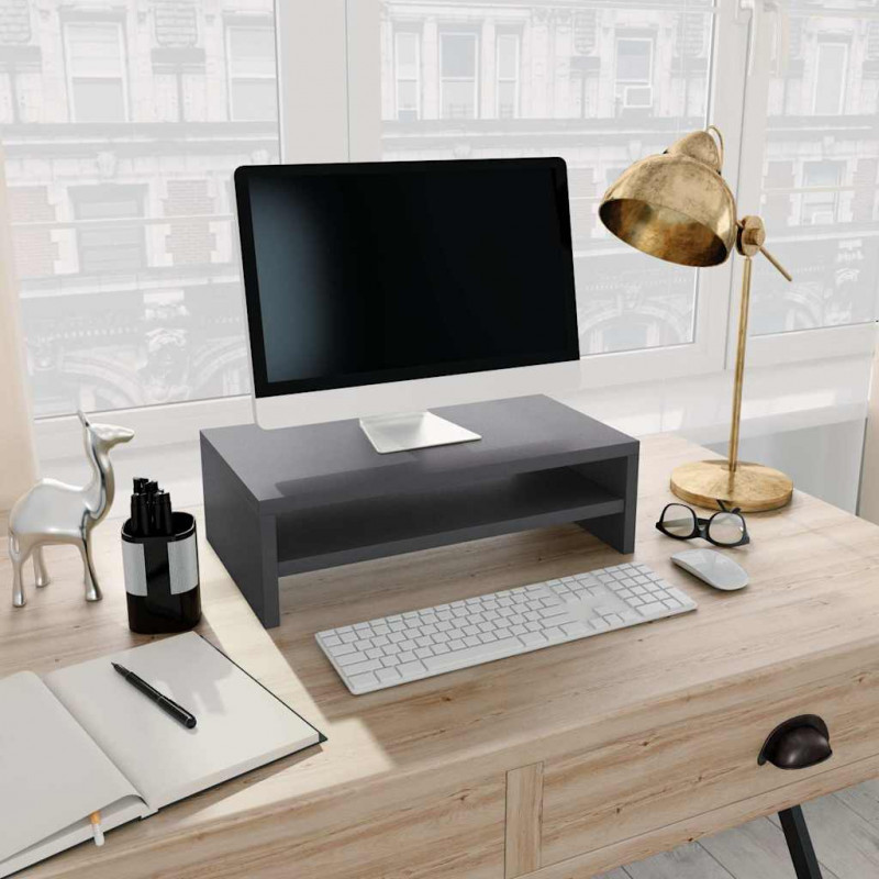 Podstawka pod monitor szara 42x24x13 cm materiał drewnopochodny