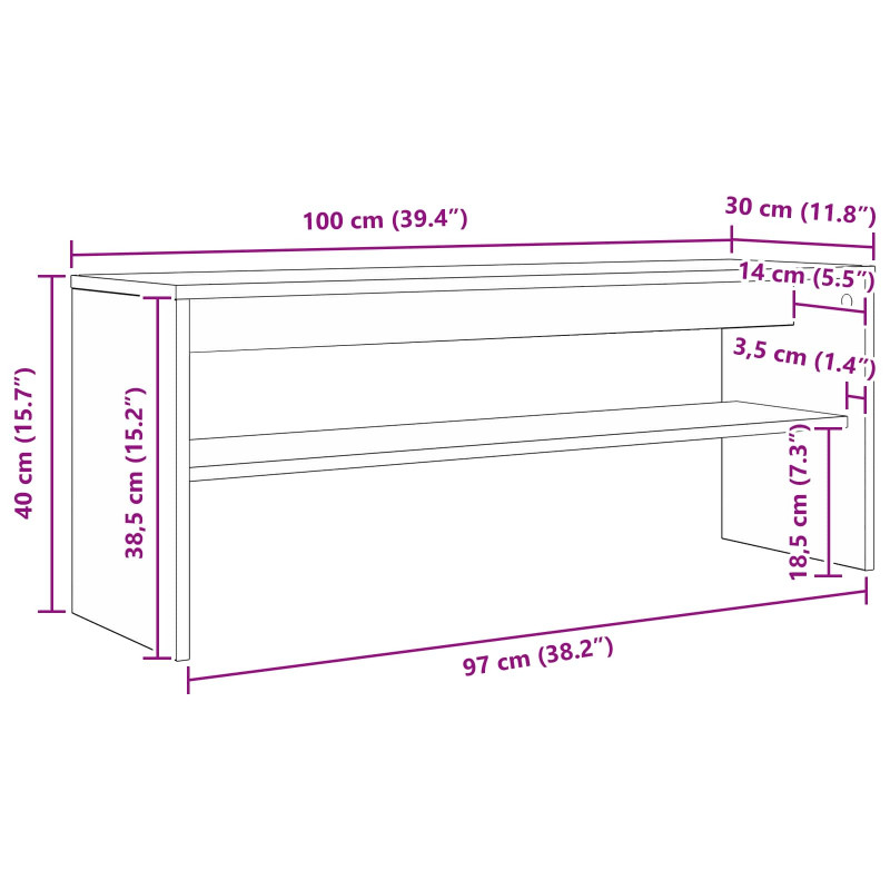 Szafka pod telewizor Czarny Dąb 100 x 30 x 40 cm