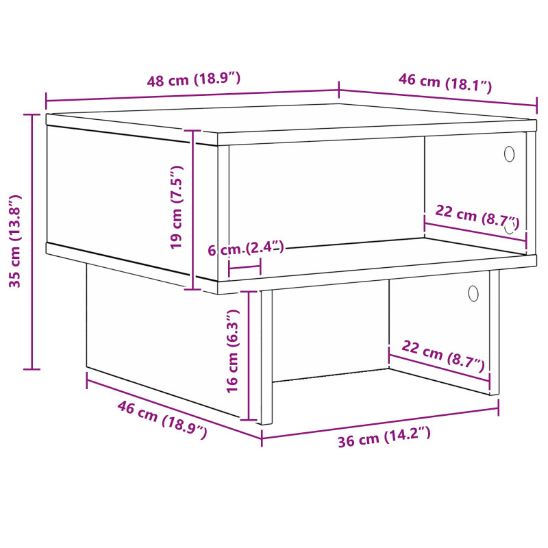 Stolik kawowy Dąb Sonoma 48 x 46 x 35 cm