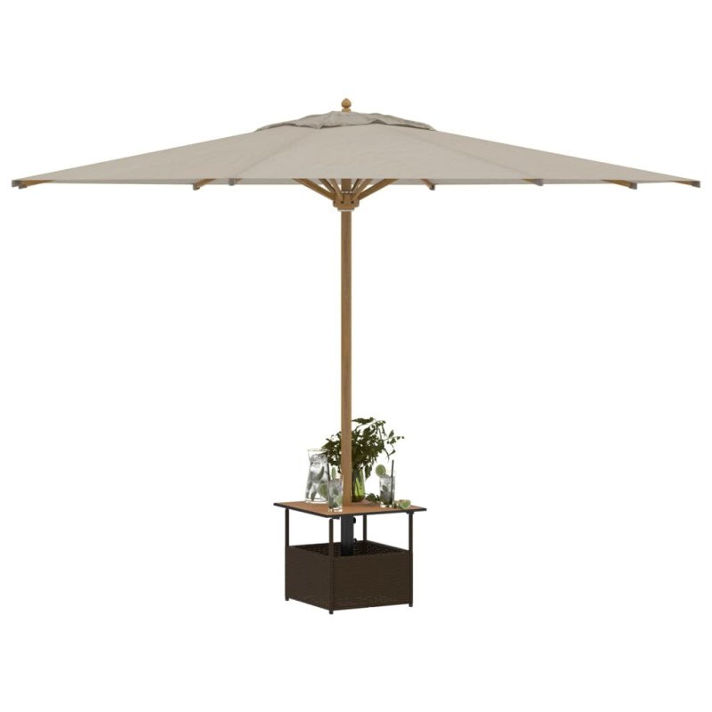 Stolik ogrodowy z otworem na parasol, brązowy, 55x55x46,5 cm