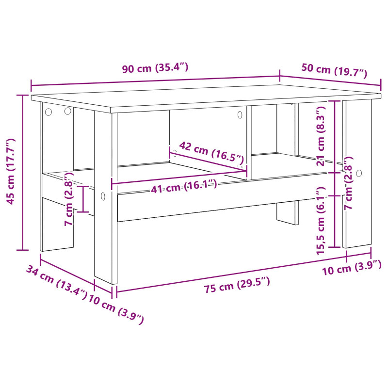 Stolik kawowy Betonowy szary 90 x 50 x 45 cm