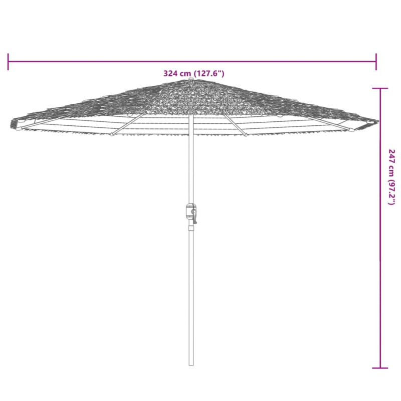 Parasol ogrodowy na stalowym słupku, brązowy, 324x324x247 cm