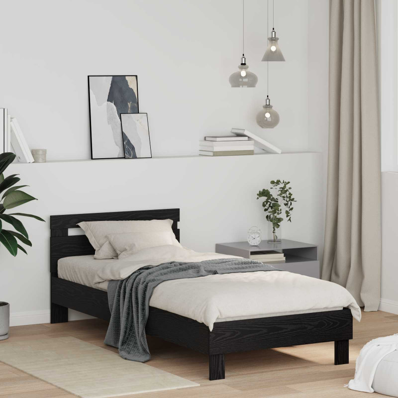 Ramka łóżka Czarny Dąb 98,5 x 200 cm Materiał drewnopochodny