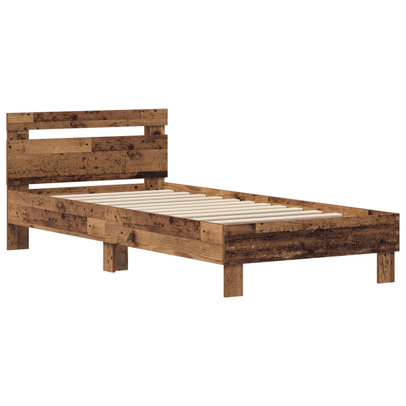 Ramka łóżka Stare drewno 75 x 190 cm Materiał drewnopochodny