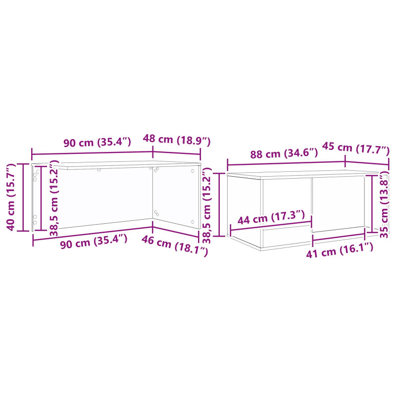 Zestaw stolików kawowych 2 pcs Stare drewno