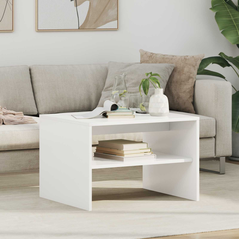 Stolik kawowy Biały 60 x 50 x 40 cm Materiał drewnopochodny