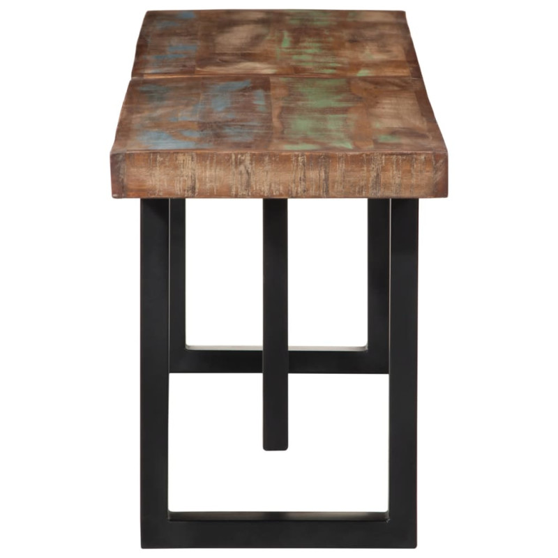 Ławka, 160 cm, lite drewno z odzysku i stal