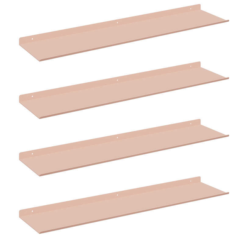 Półka wisząca 4 pcs Różowy 80 x 18 x 2,5 cm Stal
