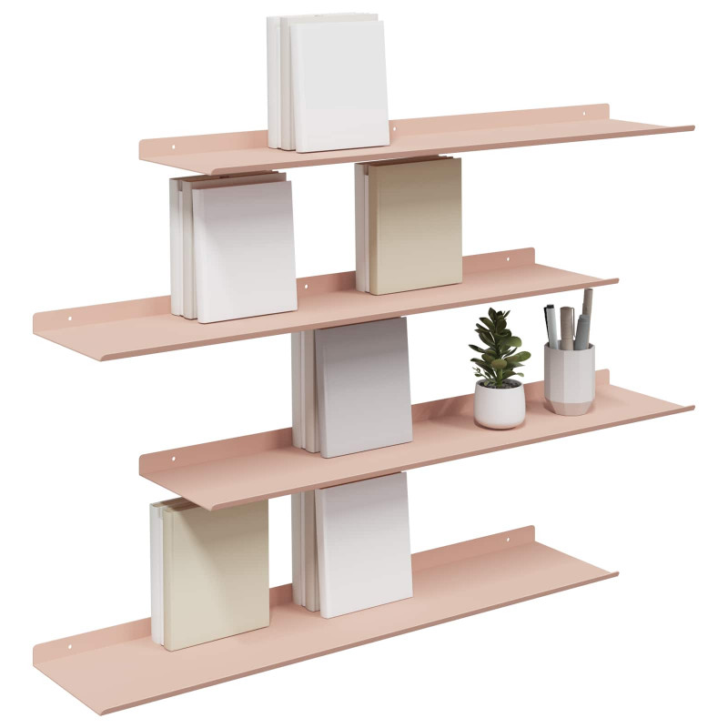 Półka wisząca 4 pcs Różowy 80 x 18 x 2,5 cm Stal